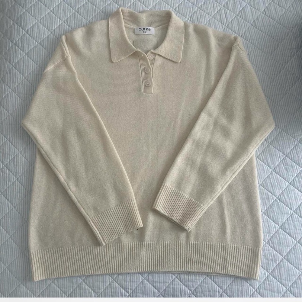 PARKE Cream Cashmere Polo